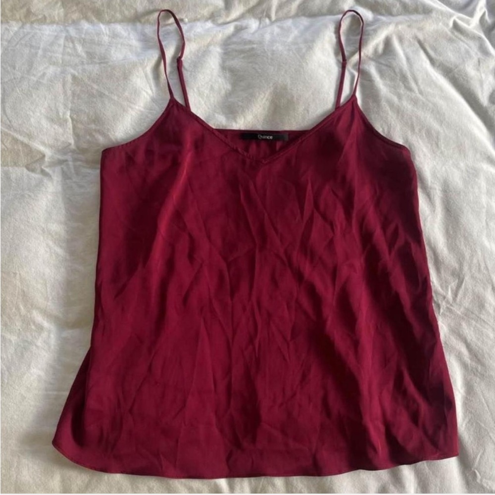 Quince washable silk camisole tank top medium burgundy